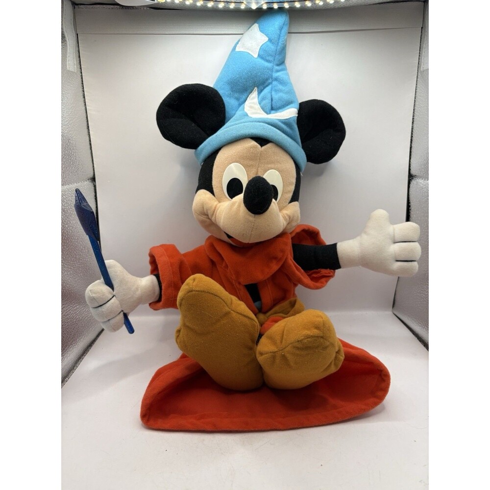 Vintage Sorcerer Mickey Mouse Plush PlaySchool 1990 Fantasia With Wand